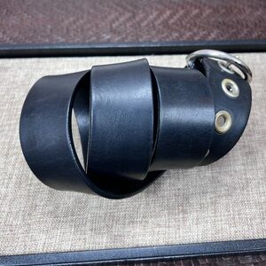 Coach Black Leather Belt with Silver Accents